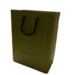 Gucci Olive Green Paper Stock Shopping Gift Bag Tote 13.75'' x 10.2'' x 5.5”